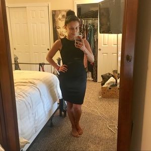 🚫💲OLD 🚫 Navy Blue fitted dress w/Lace detail